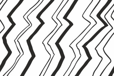 Soyut el çizimi zigzag çizgileri kusursuz vektör deseni beyaz ve siyah.