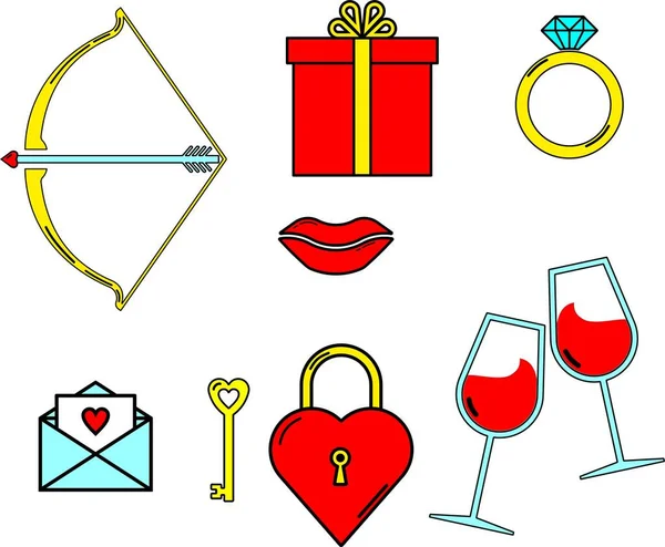 Set of Valentines and Wedding icons, Design Elements. Heart , Love , Dating and Relationship. Vector illustration — Stock Vector