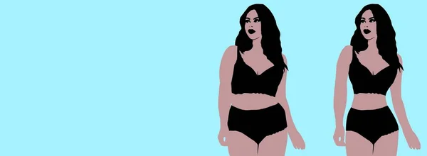 Fettleibige Frau Wird Schlank Gewichtsverlust Schwarze Frau Übergewichtig — Stockfoto