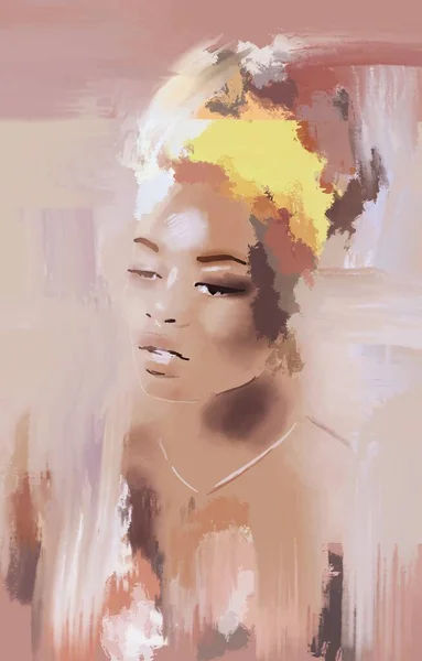 Schwarzafrikanerin Mit Turban Haar Malerei Schwarzer Frauen Kunst Afro Girl — Stockfoto