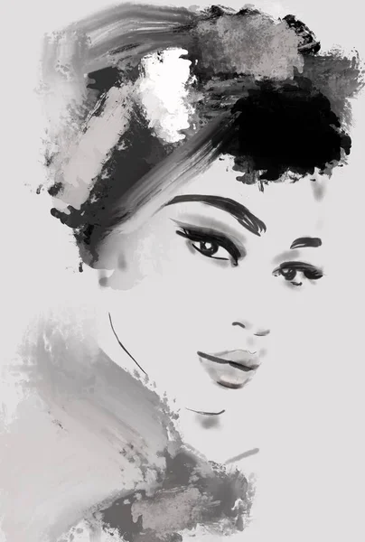 Saçında sarık olan siyah Afrikalı kadın. Siyahi kadını resmetmek. Sanat afro kızı, kafa sargısı