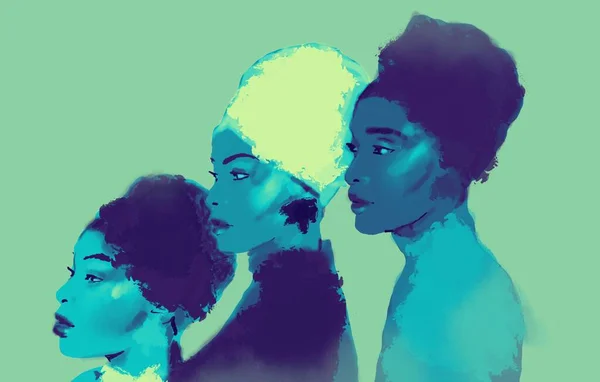 Femme Noire Africaine Avec Turban Dans Les Cheveux Peinture Femme — Photo