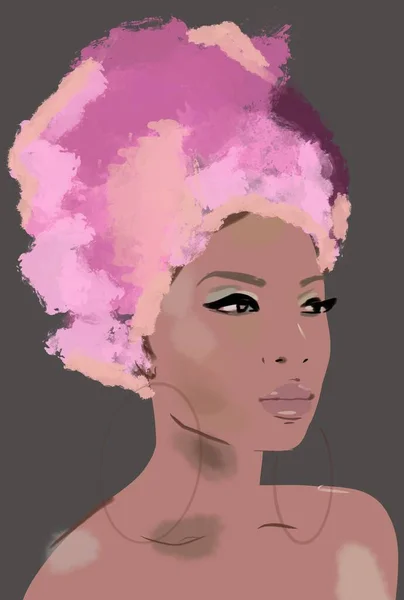 Fekete Afrikai Turbánnal Hajában Fekete Nőt Festek Art Afro Lány — Stock Fotó