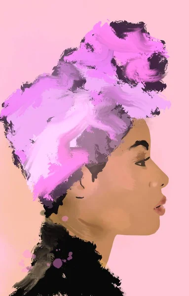 Femme Noire Africaine Avec Turban Dans Les Cheveux Peinture Femme — Photo