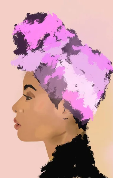 Svart Afrikansk Kvinna Med Turban Håret Målar Svart Kvinna Art — Stockfoto