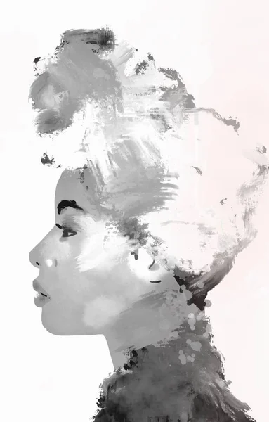 Mujer Negra Africana Con Turbante Pelo Pintando Mujer Negra Arte —  Fotos de Stock