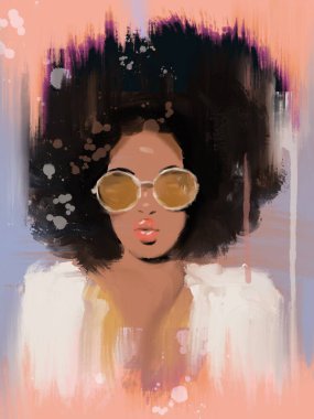 Siyahi kadın renkli dijital resim