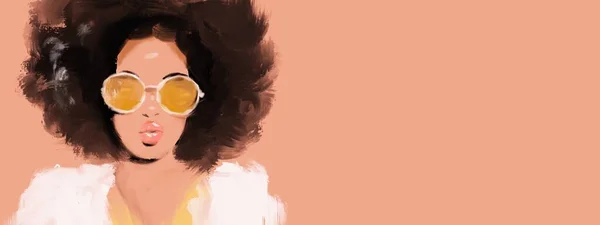 黒人女性カラフルなデジタル絵画 — ストック写真