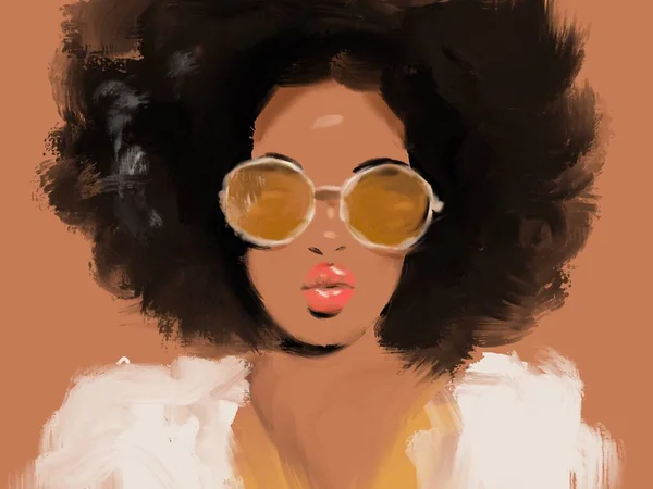 Black Woman Colorful Digital Painting — Stock Photo, Image