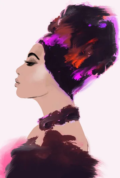 Pintura Mujer Negra Con Turbante Pelo —  Fotos de Stock