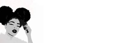 Kıvırcık siyah saç afişi