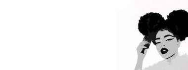 Kıvırcık siyah saç afişi