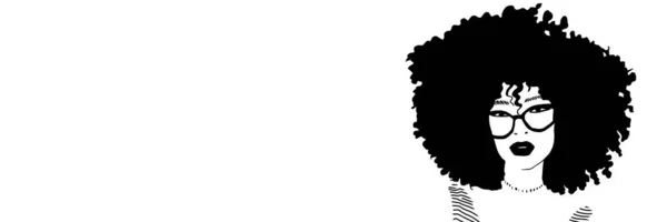 Banner Afro Hair Girl Schwarz Und Weiß — Stockfoto