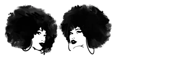 Peinado Afro Banner Mujer Negra —  Fotos de Stock