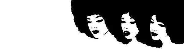 Banner Mujer Con Trenzas Caja Logo Mujer Negra — Foto de Stock