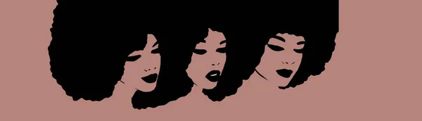 Banner Mujer Con Trenzas Caja Logo Mujer Negra —  Fotos de Stock