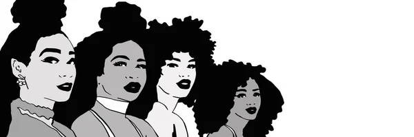 Fekete Nők Különböző Frizurák Illusztráció — Stock Fotó