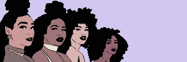 Femmes Noires Avec Différentes Coiffures Illustration — Photo