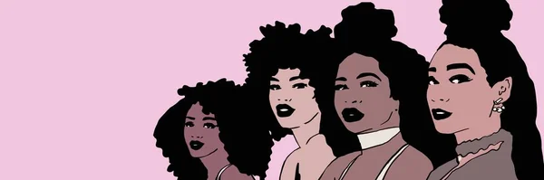 Femmes Noires Avec Différentes Coiffures Illustration — Photo
