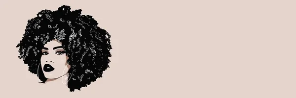 Mulher Negra Com Cabelo Afro Fundo Banner — Fotografia de Stock