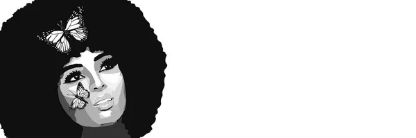Afro Cabello Negro Hermosa Mujer —  Fotos de Stock