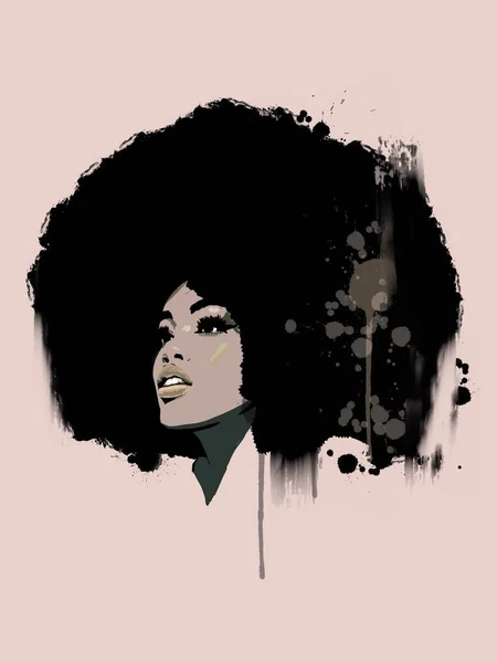 Noir Afro Reine Avec Gros Afro — Photo