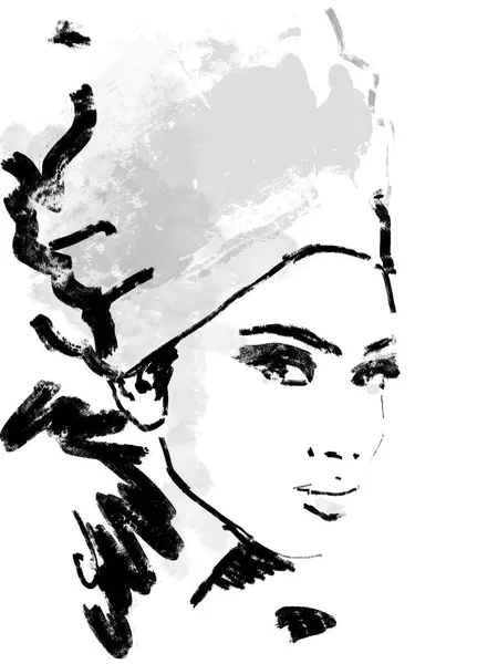 Piękny Czarny Kobieta Banner Dla Tło Reklama Głowa Wrap Turban — Zdjęcie stockowe