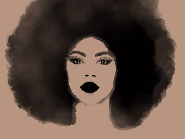 Preto Afro Cabelo Mulher Ilustração — Fotografia de Stock