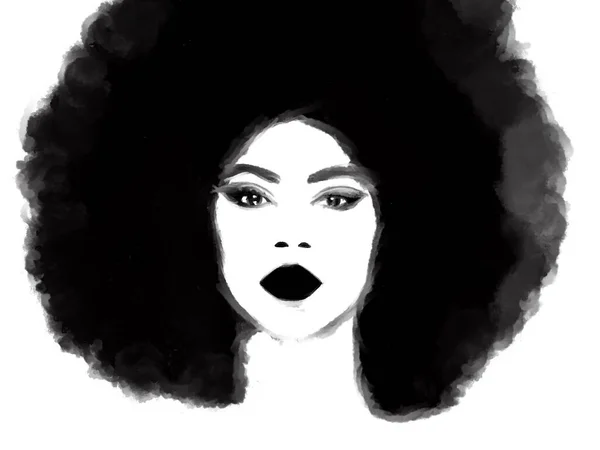 Черный Афро Волосы Женщина Иллюстрация — стоковое фото