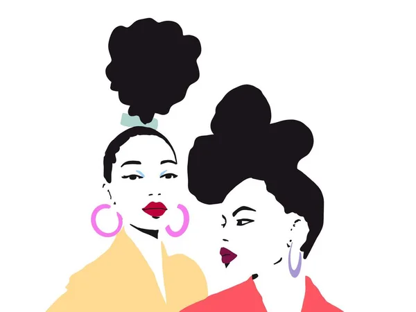 Afro trendy fashion girls illustration