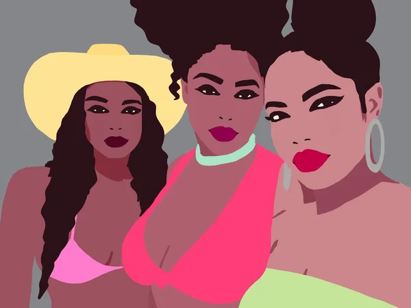 Negro Sexy Moda Mujeres Ilustración —  Fotos de Stock