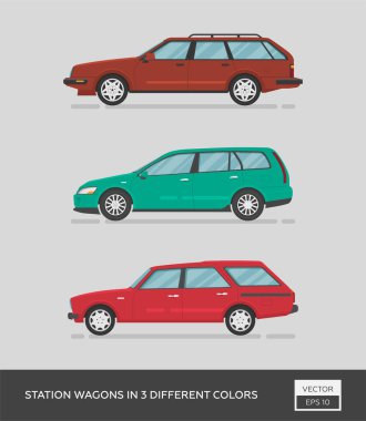 Şehir aracı. Vagonları 3 farklı renkte yerleştirin. Çizgi film düz illüstrasyon, grafik ve web tasarımı için otomatik.