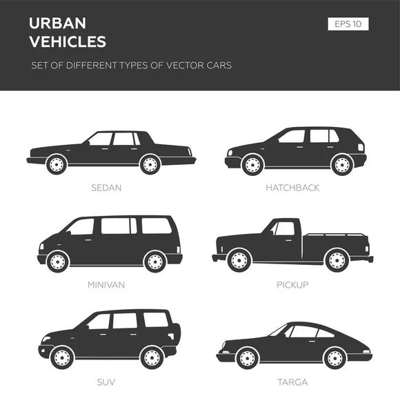 Projeto Transporte Sobre Fundo Branco Ilustração Vetorial Conjunto Ícone Carro —  Vetores de Stock