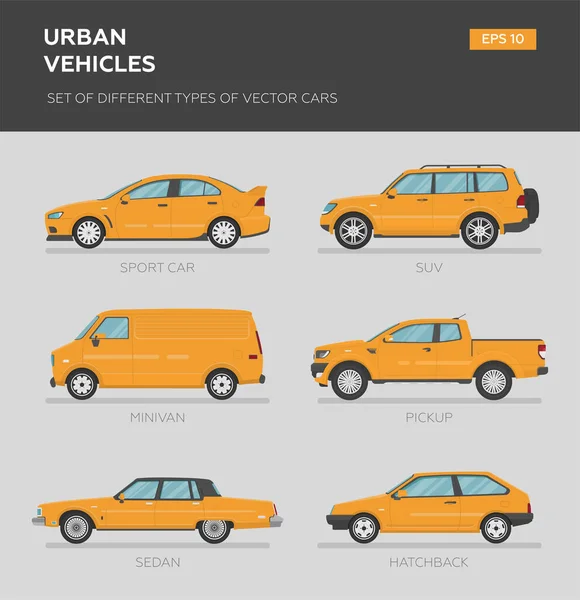 Conjunto Vectores Aislados 4X4 Auto Negocios Coche Vintage Sedán Hatchback — Vector de stock