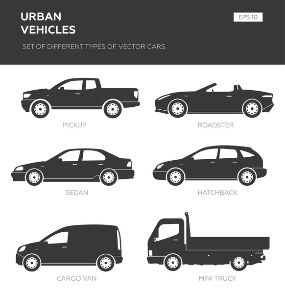 Carros Sobre Fundo Branco Ilustração Vetorial Conjunto Ícones Carro Coleção —  Vetores de Stock