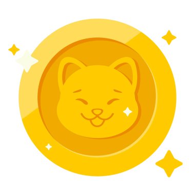 Dogecoin DOGE şifreleme birimi beyaz zemin üzerinde izole edilmiş, Shiba Inu köpeğinin yüzü para üzerinde, sembol dijital para birimi, Vektör illüstrasyon