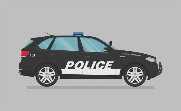 Voiture Police Américaine Vue Latérale Illustration Plate Bande Dessinée Auto — Image vectorielle