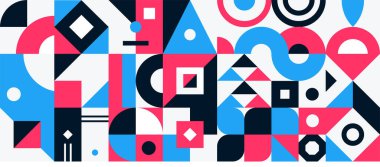 Geometrik şekilli modern kılavuz, geometri grafikleri ve soyut arkaplan vektörü seti. Geometri ızgara desen banner canlı sunum illüstrasyonuName