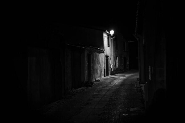 Street of the night city. photography. monochrome.