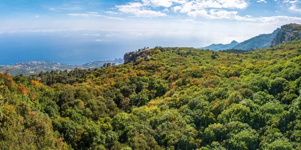Costa Mar Verde Com Edifícios Residenciais Sob Luz Pôr Sol — Fotografia de Stock
