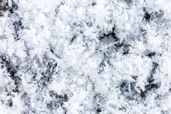 Schnee Und Frost Auf Dem Boden Hintergrund Oder Textur Winterspeck — Stockfoto