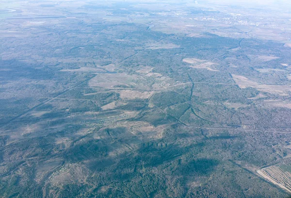 Aerial View Airplane Window Green Ground View Airplane Window Beautiful — Stock Photo, Image