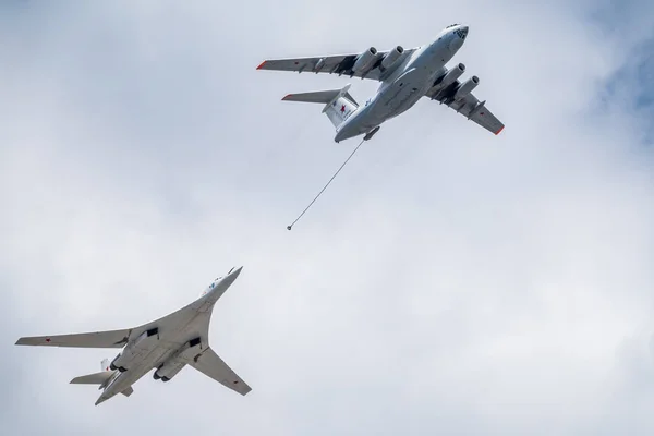2021年5月5日 俄罗斯莫斯科 一群超音速战略轰炸机 Super Personic Strategic Bomber Long Range Aviation — 图库照片