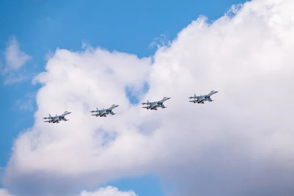 Moskau Russland Mai 2021 Suchoi Fliegt Während Der Vorbereitung Der — Stockfoto