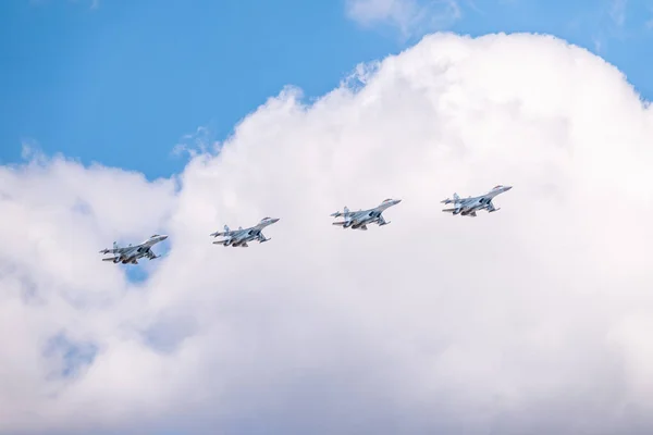 Moskau Russland Mai 2021 Suchoi Fliegt Während Der Vorbereitung Der — Stockfoto