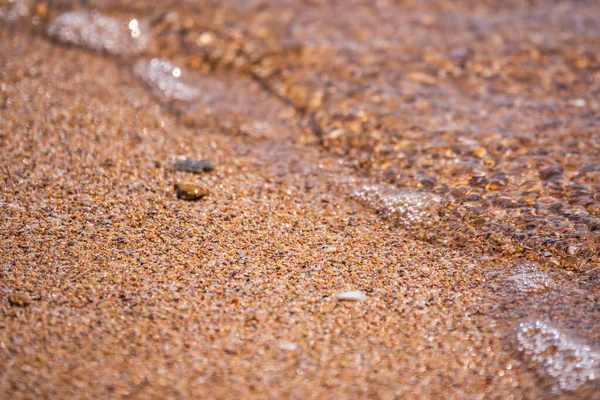 Měkká Vlna Moře Písečné Pláži Mořská Vlna Zlatý Písek — Stock fotografie