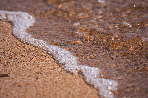 Мягкая Волна Моря Песчаном Пляже Морские Волны Золотой Песок — стоковое фото