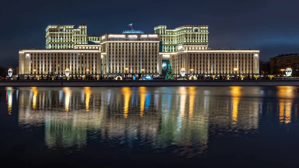 Russian Ministry Defense Frunzenskaya Embankment Winter Night — Stock Photo, Image