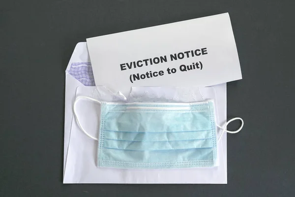 Eviction Notice Face Mask Top View — Stock Photo, Image