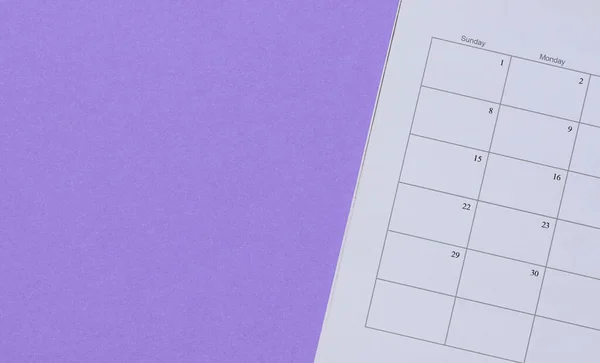 Календарь Фиолетовом Фоне Вид Сверху Копирование Пространства — стоковое фото